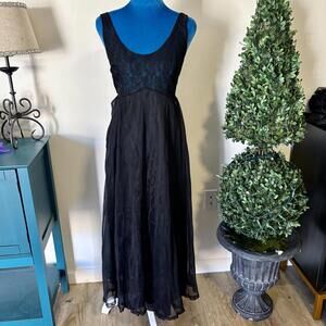 Vintage 1960's Tosca Black Lace Nightgown Negligee Maxi L